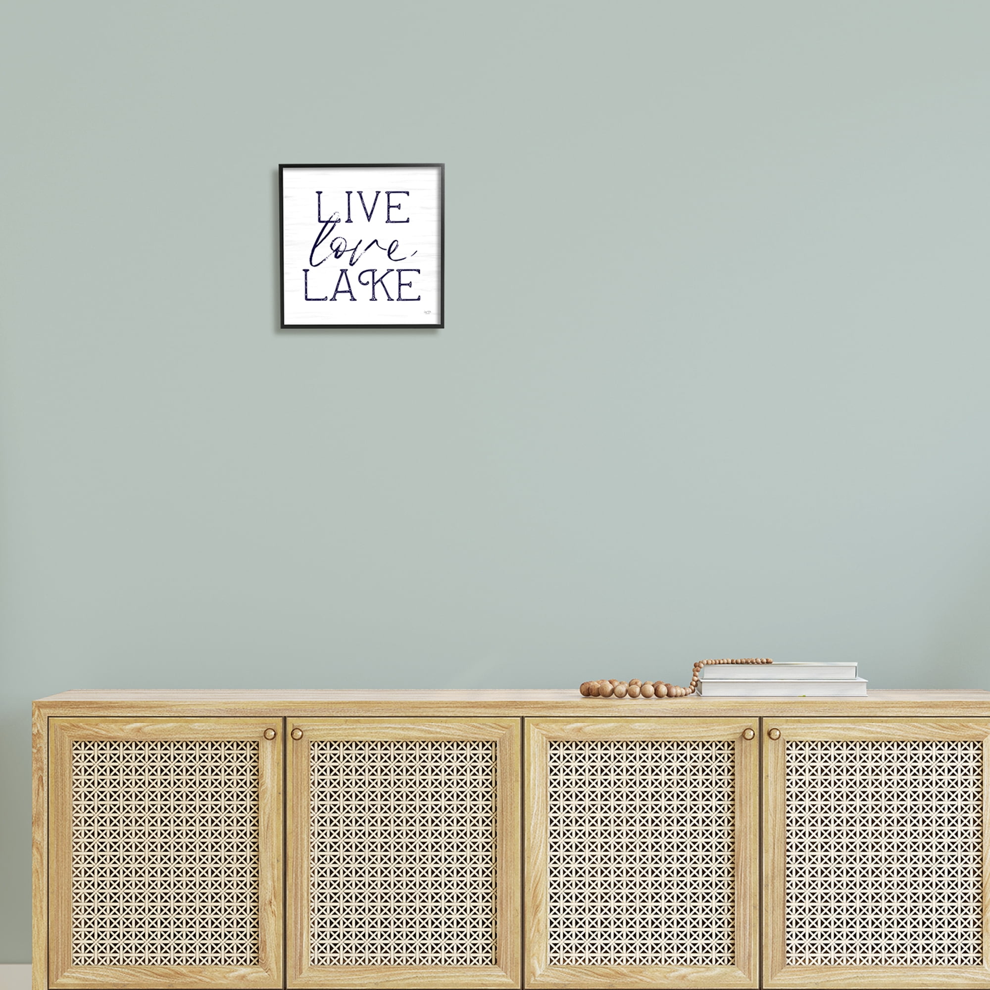 Stupell Live Love Lake Rustic Nautical Landscape Painting Black Framed Art Print Wall Art