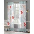thumbnail image 3 of Ocean Striped Sheer Curtains 84 Inch Long 2 Panels, Green Starfish Shell Jellyfish Coral Conch Light Filtering Rod Pocket Curtains, Sheer Voile Drapes for Living Room Bedroom, 52"x84", 3 of 8