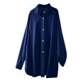 thumbnail image 4 of Chemises Boutonnées pour Femmes Manches Longues Retroussées Col en V Uni Ourlet Haut-Bas Blouse Hauts Tuniques Décontractées, 4 of 9