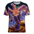 thumbnail image 5 of Octopus in The Mysterious Ocean Womens Tops Women's Fashion Casual Short Sleeve Flower Print Round Neck Pullover Top Blouse, 5 of 6