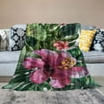 thumbnail image 2 of JRXY  Tropical Flower Throw Blanket,Watercolor Summer Hawaii Palm Tree Leaf and Tropical Plant Flower Soft Warm Decorative Throw Blanket for Bed Chair Couch Sofa White, 2 of 6