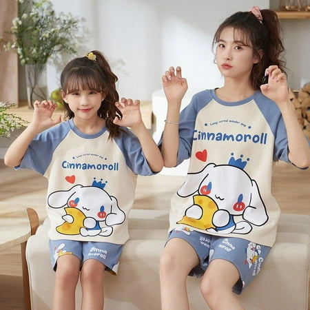 

Sanrio Hello Kitty My Melody Keroppi Cartoon Parent-Child Pajamas Summer Short Sleeve Thin Section Child Girl Loungewear Set