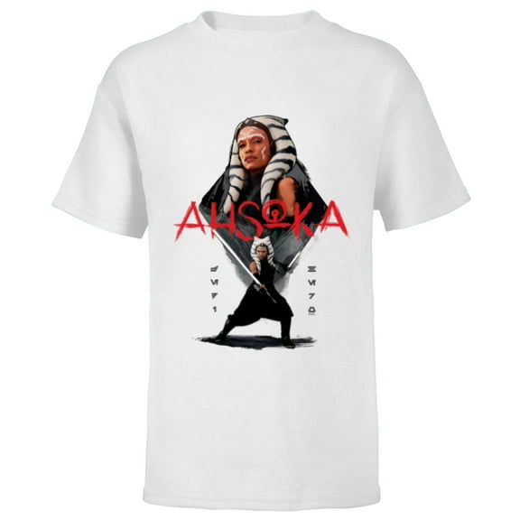 Star Wars Ahsoka Tano Jedi Hero Aurebesh Disney  - Short Sleeve T-Shirt for Kids - Customized-White