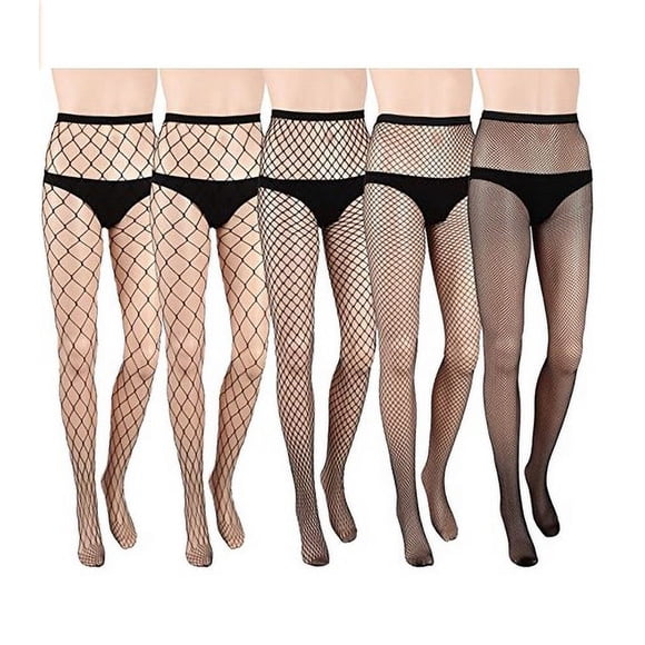 Langgg 5 Pairs Fishnet Cross Mesh Stockings Fishnet Tights Fishnet Pantyhose for Women