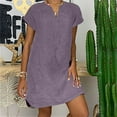 thumbnail image 4 of Jophufed Womens Summer Dresses Plus Size Short Sleeve V-Neck Casual Hot Vacation Solid Color Party Beach Mini Shirt Dress, 4 of 6