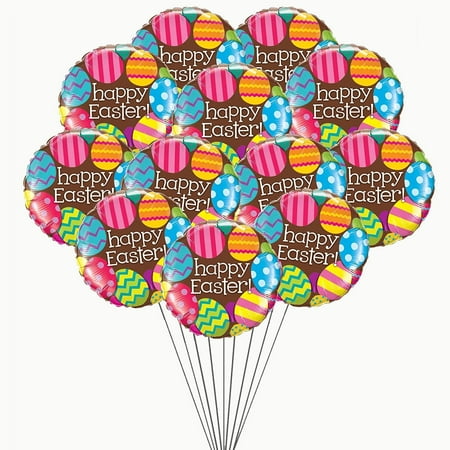 PMU Happy Easter Eggs and Chocolate 18 Inch Mylar Foil Balloon Pkg/25