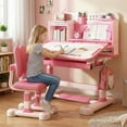 thumbnail image 4 of Floseru Height Adjustable Kids Desk and Chair Set, Childrens Desk with Bookstand and Storage Drawer, Kids Study Table and Chair Set, Kid Study Table and Chair Set, 4 of 10
