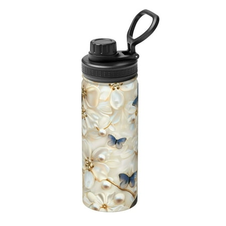 

Gaeub Elegant Butterflies And Pearls Print Stainless Steel Water Bottle 18oz Sports Insulated Kettle for Women Men Suitable as a Gift