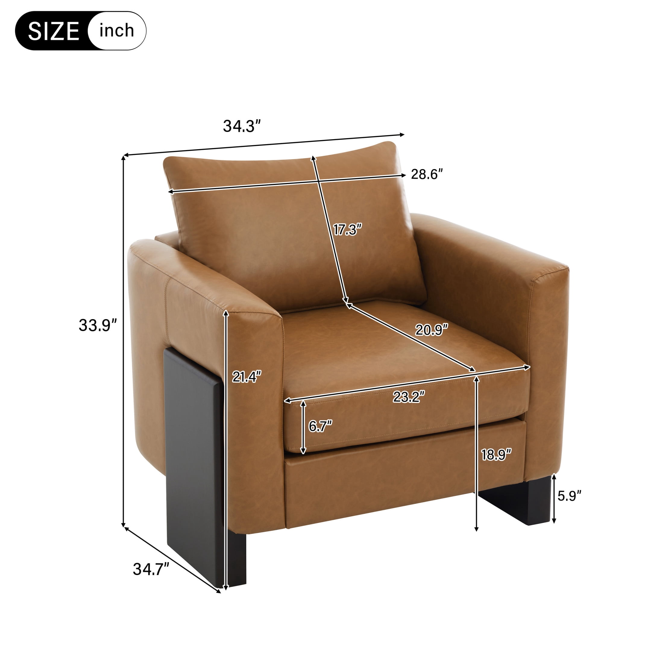 Christopher Knight Home 3-Piece Modern Oversized Sofa Set, 5 Seats PU Leather Couch, Brown