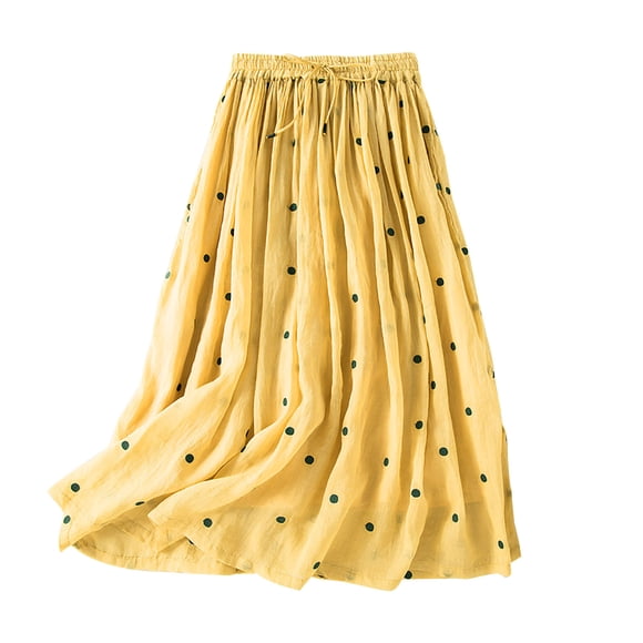 Cameland Jupe Courte d'Été pour Femmes, Mode, Imprimée, à Pois, Bandage, Grande Jupe Évasée