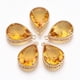 thumbnail image 2 of 2 colgantes de cristal facetado en forma de lágrima con engaste de latón dorado y parte trasera abierta., 2 of 2