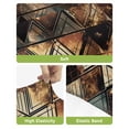 thumbnail image 4 of Brown Teal Geometric Bar Stool Covers Set of 4, Retro Modern Plaid Abstract Art Stretch Washable Bar Chair Covers with Backs, Removable Pub Counter Height Chair Cover for Kitchen Dining Room Cafe, 4 of 7