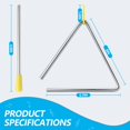 thumbnail image 2 of Hand Percussion Triangle 6 Inch Musical Steel With Striker Instrument Exquisite Sound, 2 of 7
