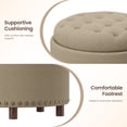 thumbnail image 4 of AFO Round Ottoman with Storage and Tray, Upholstered Footrest Stool with Reversible Lid, 25 Inch Seat for Bedroom Living Room Entryway, Camel, 4 of 10