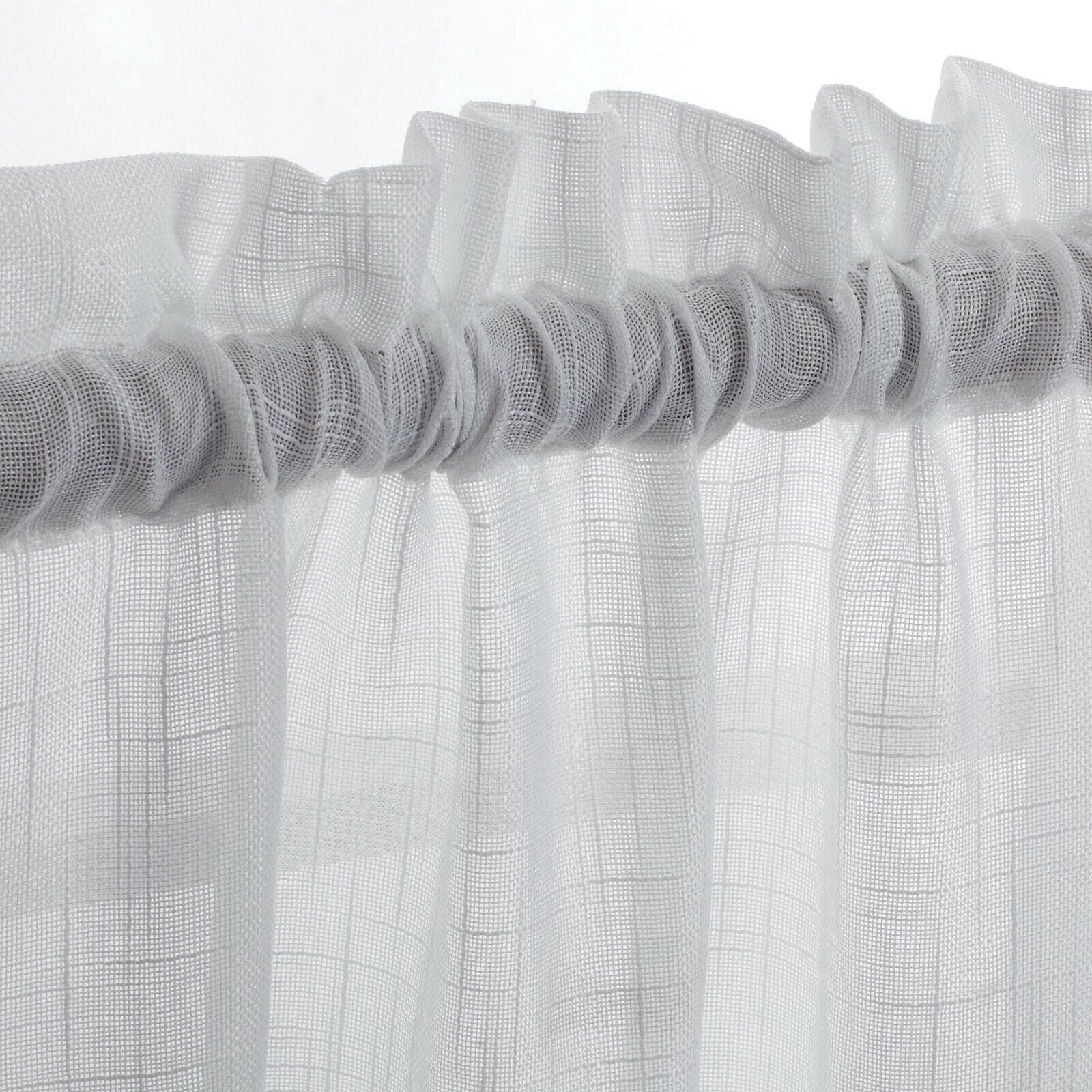 3 Piece Rod Pocket Linen Semi Sheer Kitchen Window Curtain Tiers and Valance Set