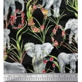 thumbnail image 1 of Soimoi Cotton Duck Fabric Leaves,Floral Wreath & Elephant Jungle Print Fabric by Yard 42 Inch Wide, 1 of 1