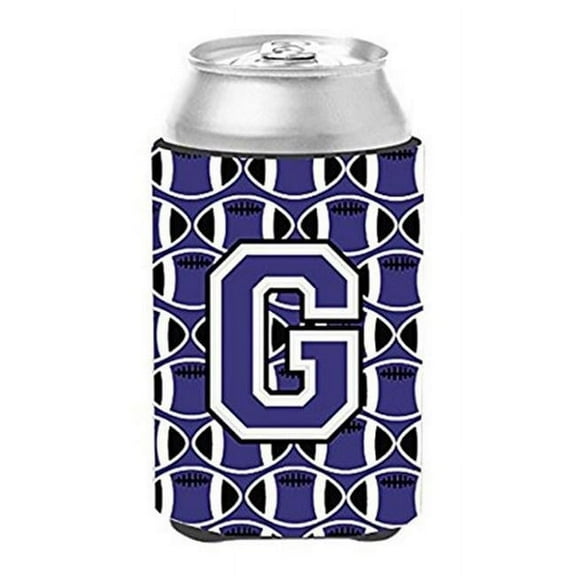 Letter G Football Purple & White Can or Bottle Hugger