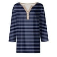 thumbnail image 5 of JULMCOMO Going Out Tops for Women Button Decor V Neck Tops 3/4 Sleeve Summer T-Shirts Striped Print Casual Dressy Tops Tunic, 5 of 5