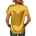 thumbnail image 6 of OIOLOYJM Short Sleeve Tops for Women 2026 Polka Dot Satin Casual Shirts Summer Crew Neck Loose Fit Pullover Tops Trendy Work Clothes Yellow 2XL, 6 of 6