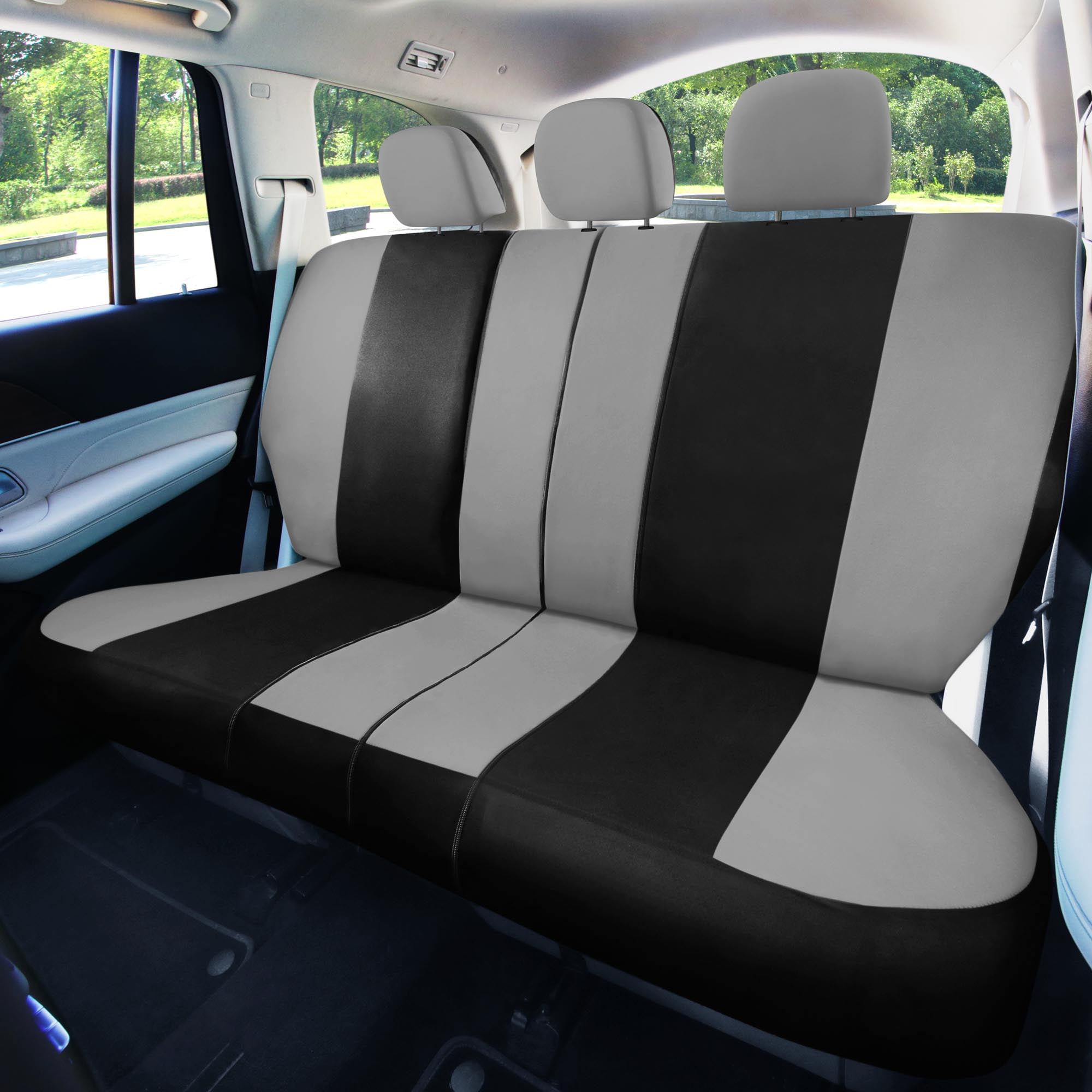 FH Group Light & Breezy Flat Cloth Car Seat Cover, Universal Gray Full Set Seat Covers with Air Freshener