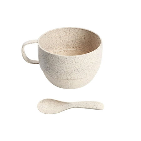 

ibaste Wheats Straw Soup Cup With Spoon Water Breakfast Portable Oatmeal Coffee Cup Home Breakfast Cup Milk Cup Household Water Cup