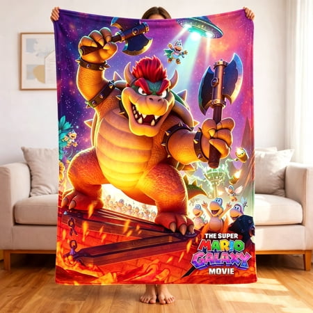 Premium Custom Flannel Blanket Personalized Soft Cozy Throw Blanket All Season Washable For Sofa Couch Bed Gift Home Décor - Super Mario Galaxy 08 40x50