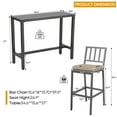 thumbnail image 3 of 3-Piece Outdoor Patio Bar Set, Bar Height Patio Dining Set, Weather-Resistant Bistro Counter Pub Set with Cushions & Slatted Tabletop for Backyard(Grey, 55" Table, 2 Vertical Back stools), 3 of 7