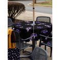 thumbnail image 4 of Outdoor Tablecloth with Umbrella Hole and Zipper, Purple Olive Fruits Square Table Cloth 54x54 Inch Waterproof Tablecloth, Spring Farm Branches Leaves Plants Black Picnic Table Cover for Patio, 4 of 7