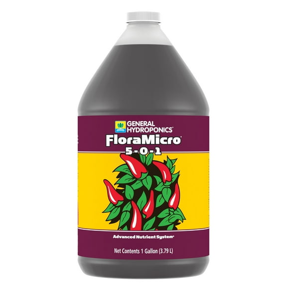 General Hydroponics FloraMicro 5-0-1, Advanced Nutrient System, 1 gal.