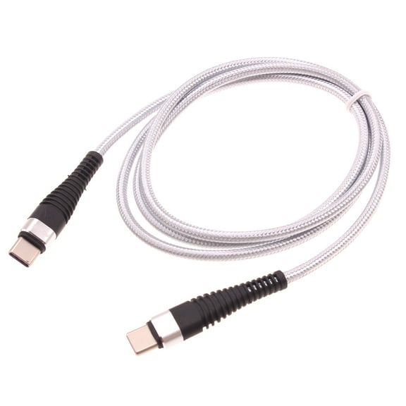3ft PD Cable For Verve Connect, ZMax 11 - Type-C to USB-C Fast Charger Cord Power Wire Sync Braided Fast White for Consumer Cellular Verve Connect, ZMax 11