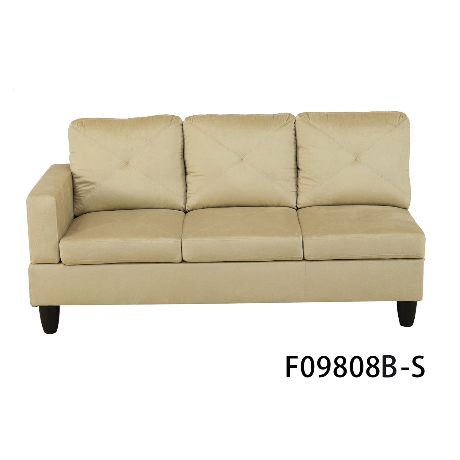 Hommoo Living Room Furniture Set, Microfiber Modern Sectional Sofa, L Shaped 4-Seat Couch Sofa for Home, Apartment, Dorm, 16'' Back Height, Beige(No Ottomans)