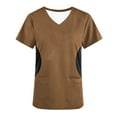 thumbnail image 4 of Xfvqtps V-Neck Scrubs Tops for Women Soft Stretch Wrinkle-Resist Medical Nursing Uniform with 2 Pockets Comfortable Lightweight Working Uniform Short Sleeve Printing Blouse Coffee, 4 of 4