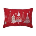 thumbnail image 2 of 18.5" Gray and Red Christmas Star Topped Trees Rectangular Throw Pillow, 2 of 4
