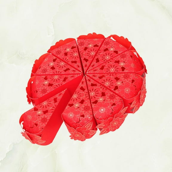 ADDHAT 10 Pcs Red Triangle Paper Cake Package Case for Birthday Party Favors