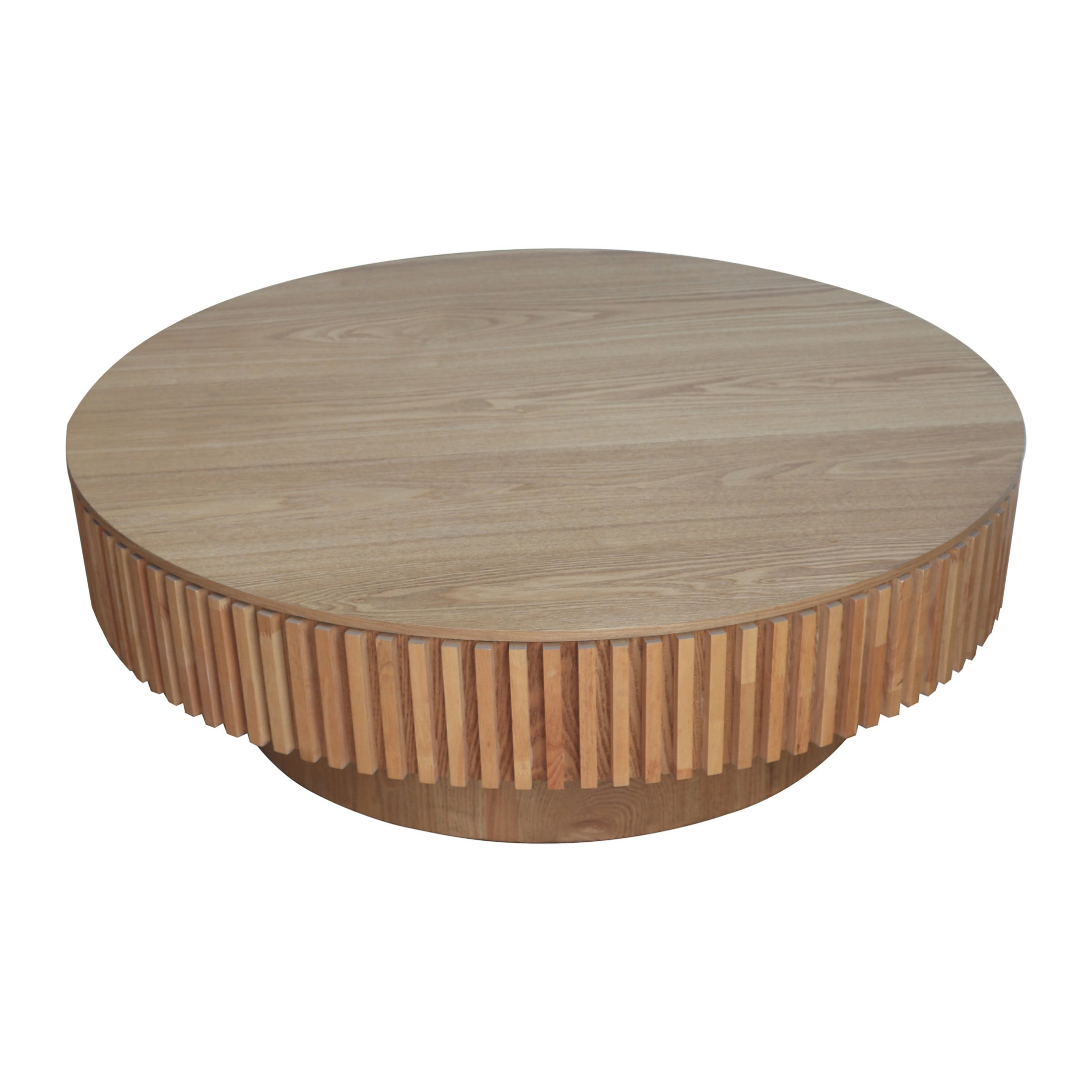39.37'' Round Coffee Table with Removable Lid & Hidden Storage, Solid Wood Veneered End Table, Fluted Accent Cocktail Table