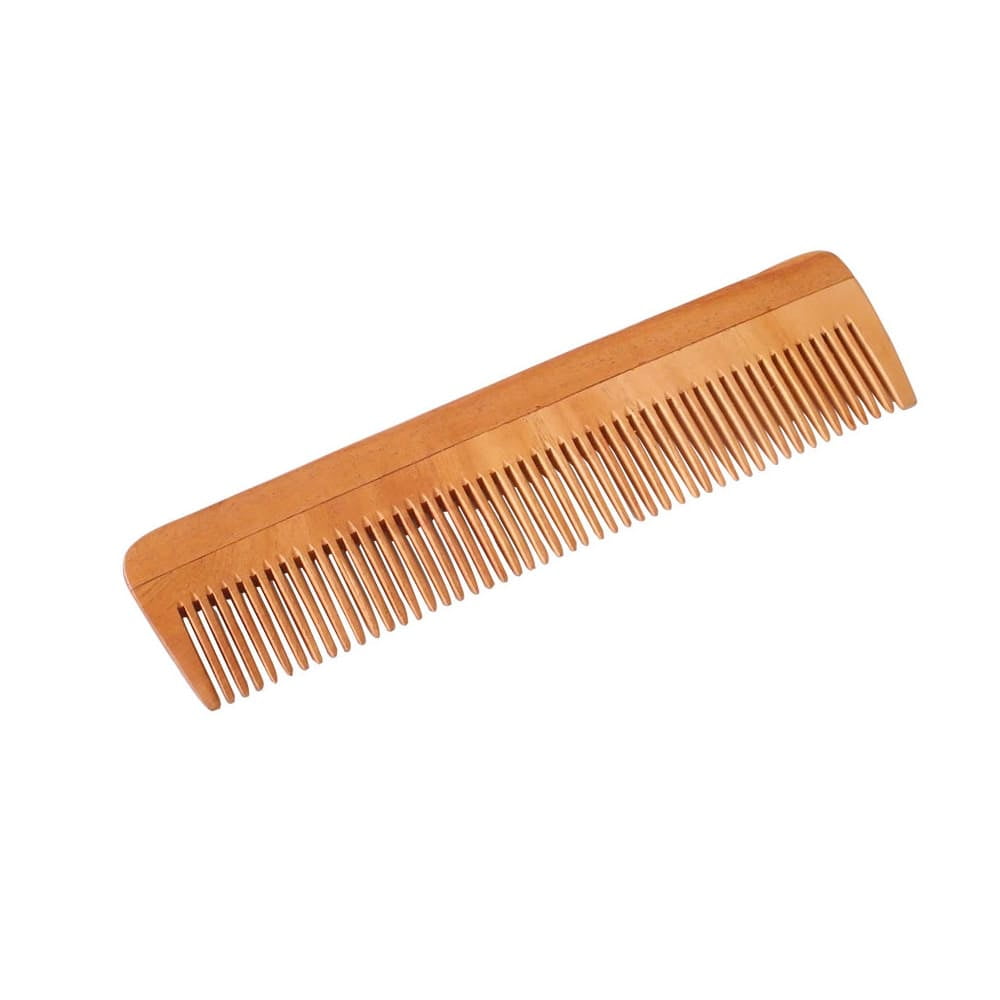 SoulGenie Handcrafted Neem Wood Comb - 7 inches Fine Toothed Hair Comb