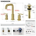 thumbnail image 6 of PARLOS 2-Handle Widespread Bathroom Sink Faucet with Metal Pop-up Drain and Supply Hoses, Brushed Gold, 6 of 7
