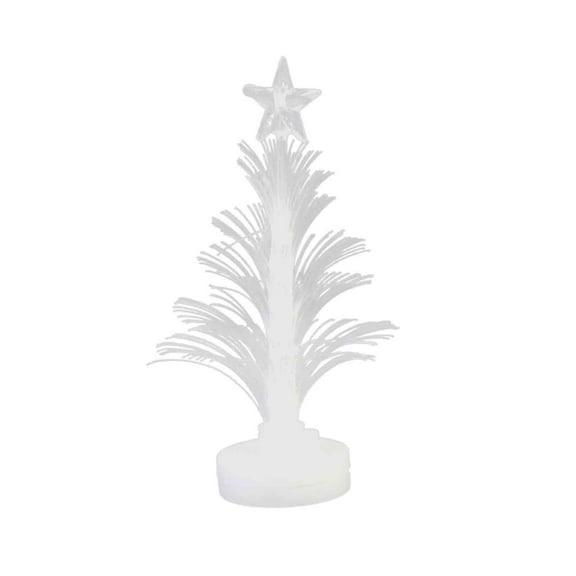 Fiber Optic Lamp Artificial Christmas Tree with Star Topper and Round Base Holiday Decoration for Home Office Party Display White One Size