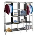thumbnail image 2 of [IN STOCK] Portable Clothes Closet Rolling Door Wardrobe with Hanging Rack Non-Woven Fabric Storage Organizer with Three Drawer Boxes No-Tool Assembly, 2 of 3