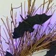 thumbnail image 3 of 17.7Inch Black Halloween Wreath with Bats Timer 30 LED Purple Lights Halloween Front Door Decoration Spooky Glitter Wreath Battery Powered Halloween Decor Home Indoor Outdoor Party Wall, 3 of 5