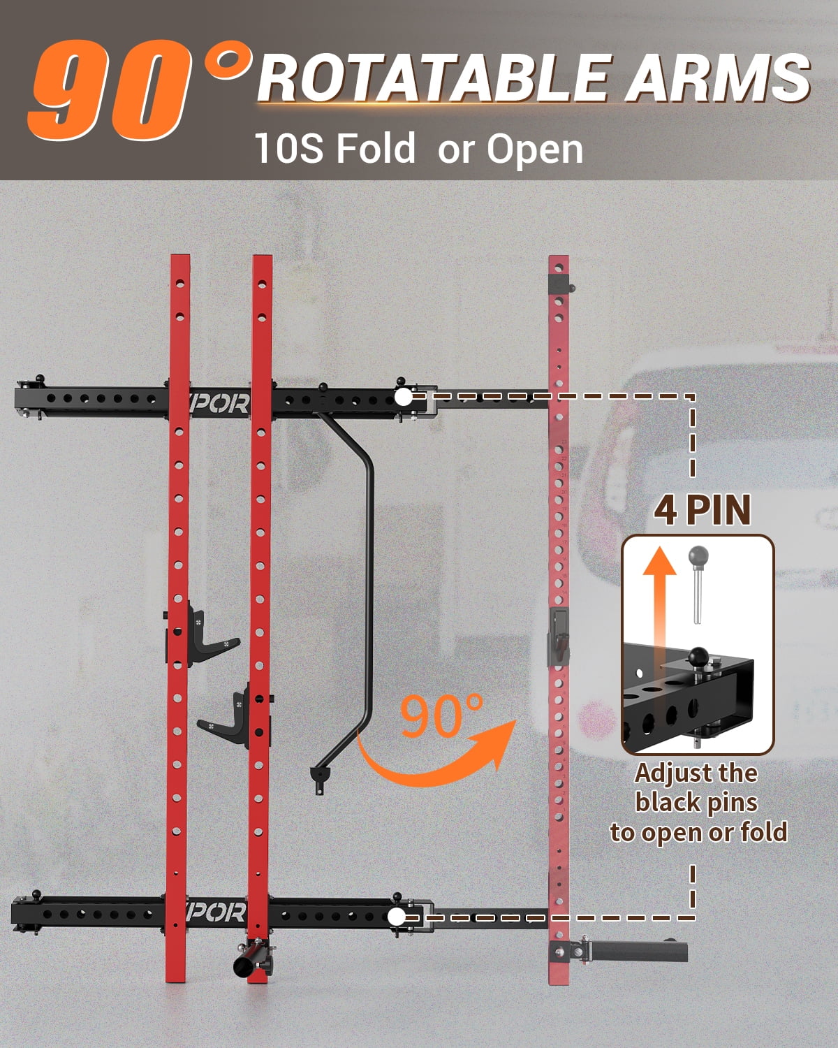 Garvee Folding Power Rack with 1000 lb Capacity, Wall Mounted