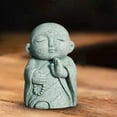 thumbnail image 5 of deevoka Japanese Monk Figurine Tea Pet Buddha Sculpture for Desk Shelf Tea Room Holding Prayer Beads, 5 of 8
