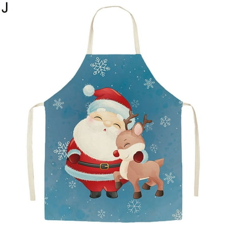 

Hadanceo Cooking Apron Cartoon Christmas Pattern Kitchen Household Waterproof Apron Dirt-resistant Delicate for Home