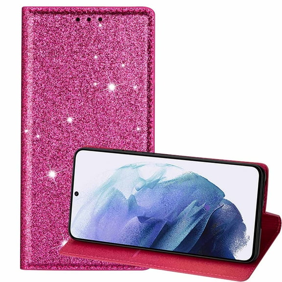 Galaxy A13 5G Case, Allytech Bling Glitter Case for Samsung Galaxy A13 5G PU Leather Sparkle Shockproof Anti-scratch Cards Holder Wallet Case Cover for Samsung Galaxy A13 5G,Rose