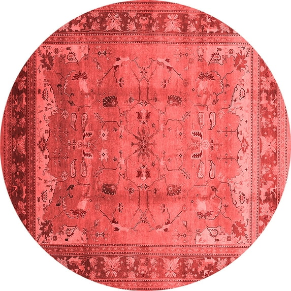 Ahgly Company Indoor Round Oriental Red Industrial Area Rugs, 7' Round