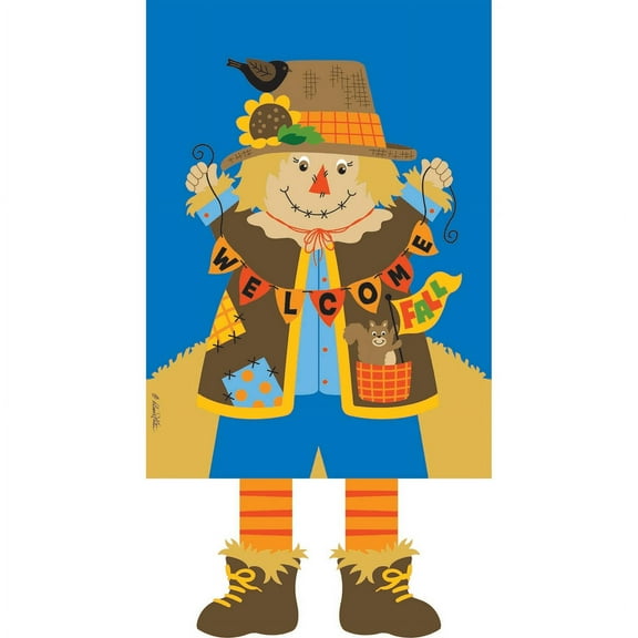 Scarecrow Welcome Brisk Blue 13 x 18 Small Harvest House Flag