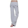thumbnail image 2 of Petite Yoga Pants for Women High Waist Cargo Style Stretch Bootcut Lounge Workout Pants Gray M, 2 of 6