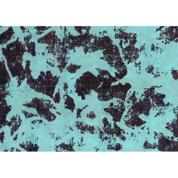 Ahgly Company Machine Washable Indoor Rectangle Abstract Turquoise Blue Modern Area Rugs, 5' x 7'