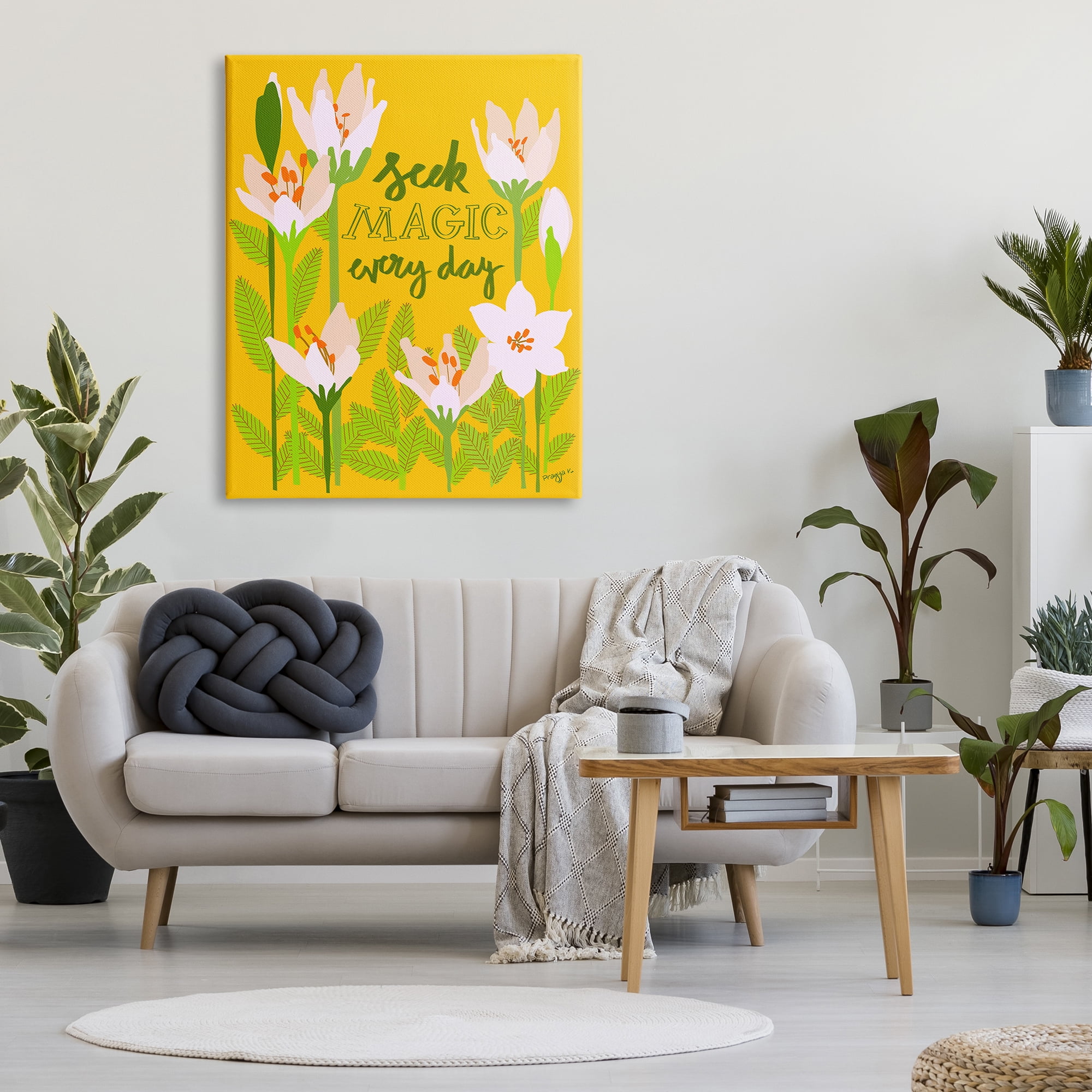 Stupell Industries Seek Magic Every Day Botanical & Floral Painting Gallery Wrapped Canvas Art Print Wall Art, 36 x 48