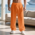 thumbnail image 2 of XFeng Men Linen Wide Leg Pants Drawstring Casual Trousers, 2 of 5